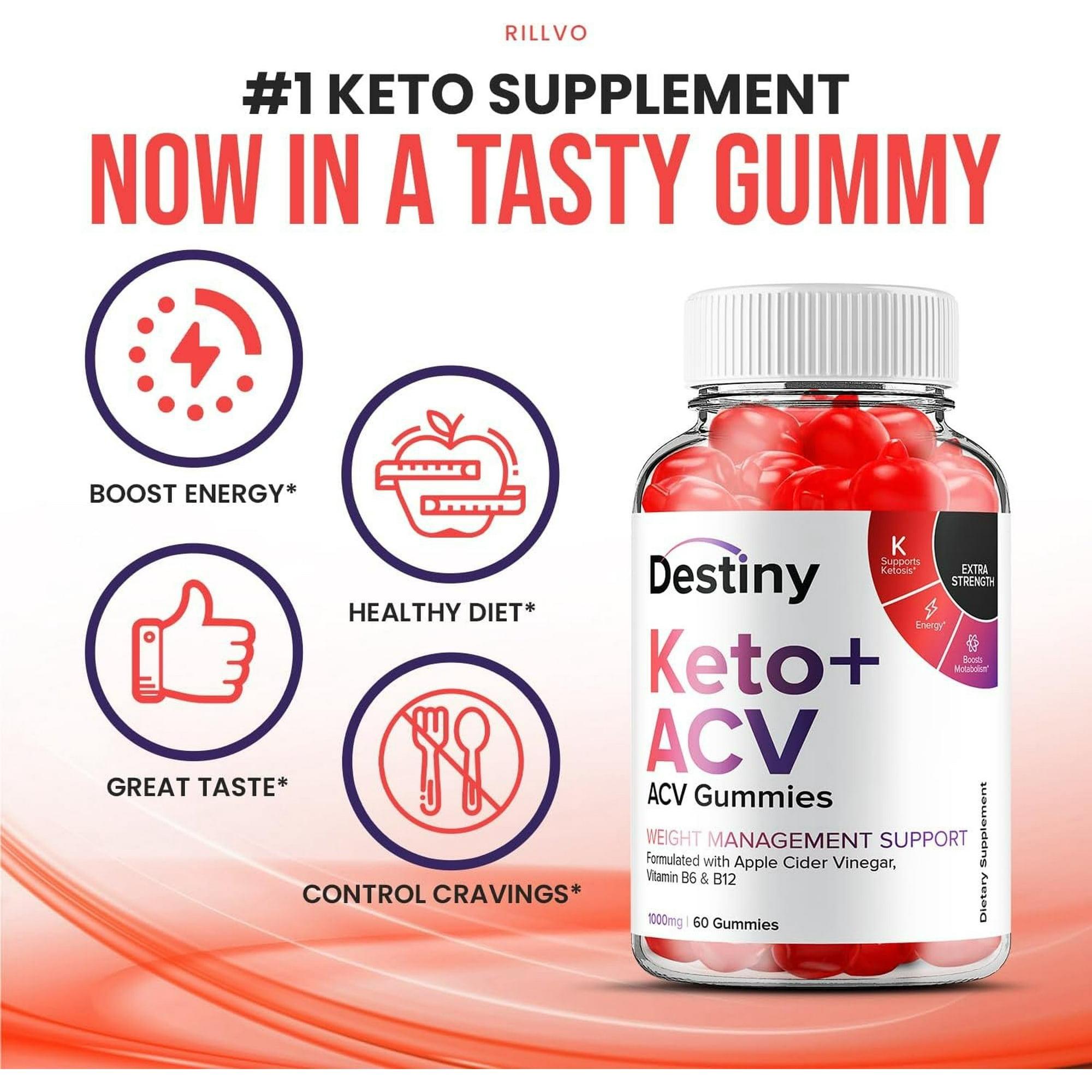 3 Pack Destiny Keto ACV Gummies - Official - Keto Destiny ACV Advanced Formula Plus Apple Cider Vinegar Dietary Supplement B12 Beet Root Juice 180 Gummies