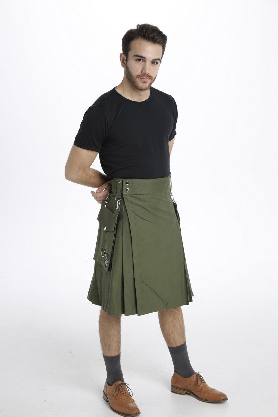 Stonewashed Cotton Utility Kilt