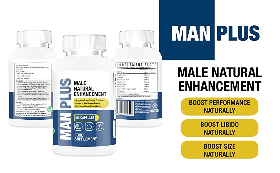 Man Plus Male Natural Enhancement 60 Capsules : Amazon.co.uk: Health &  Personal Care