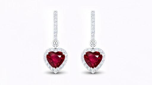 Heart-Shaped Ruby Earrings